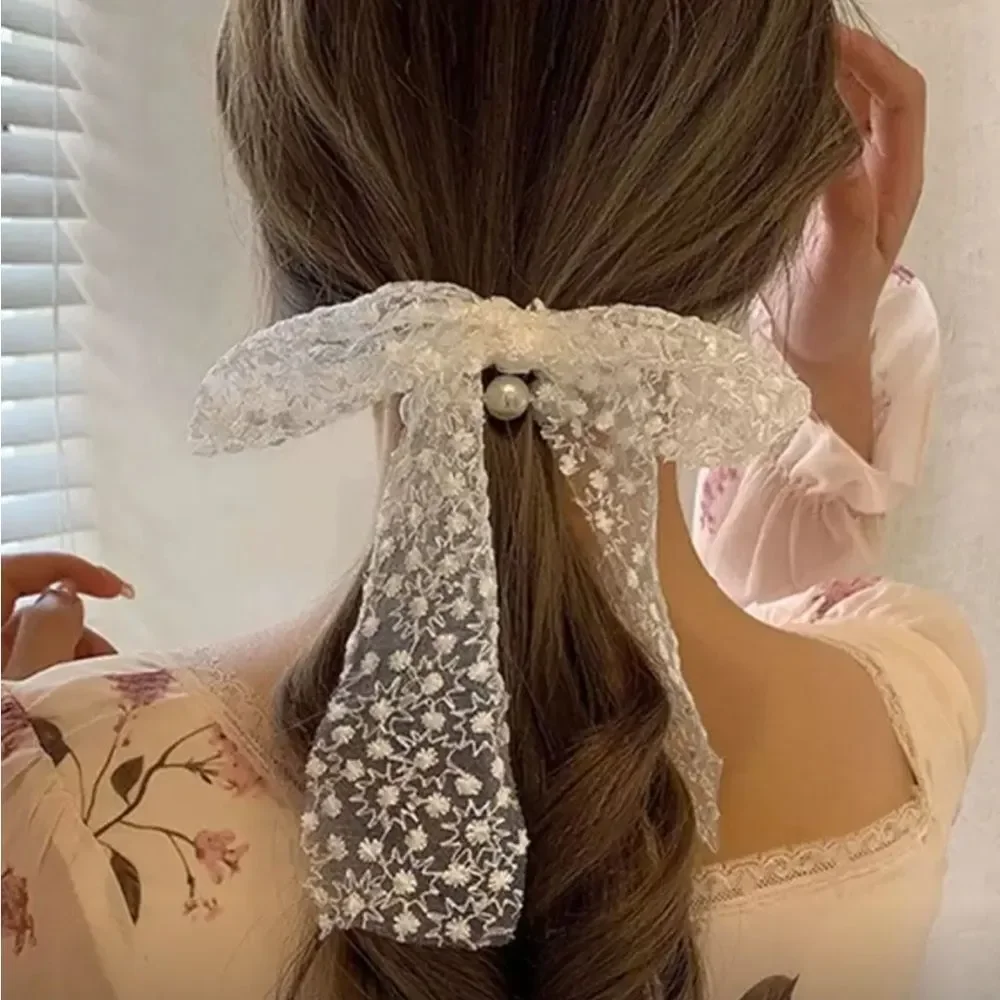 Boho Lace Bow Hair Tie M1696